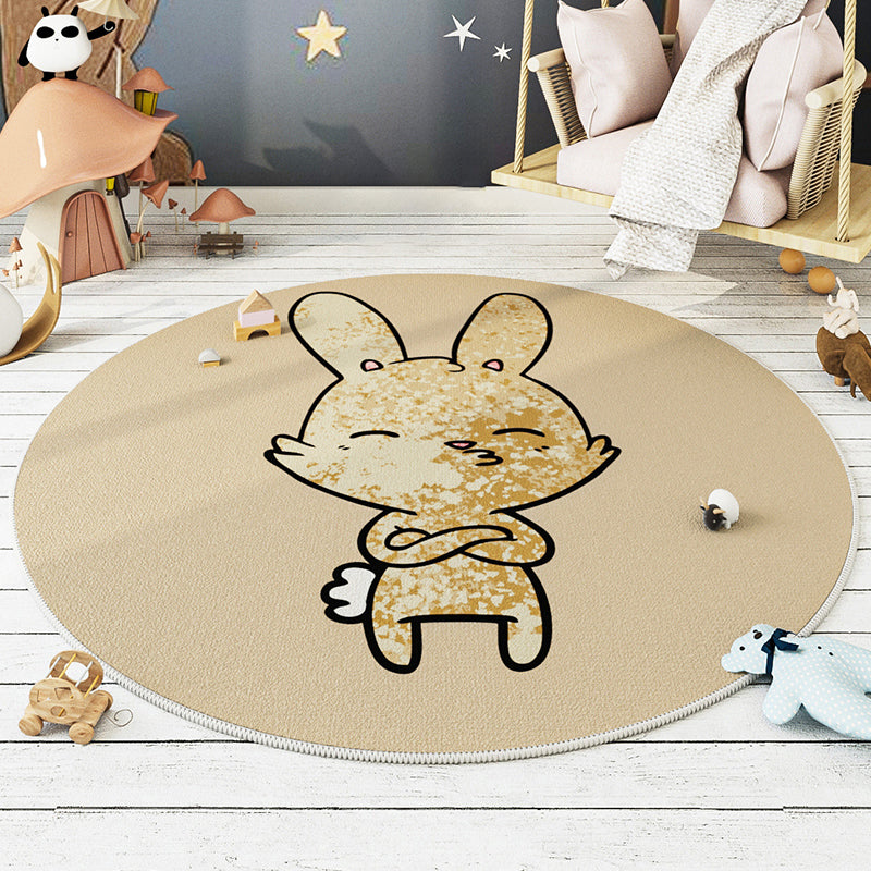 Modern Carpet Round Animal Printed Area Rug Non-Slip Backing Adult Polyster