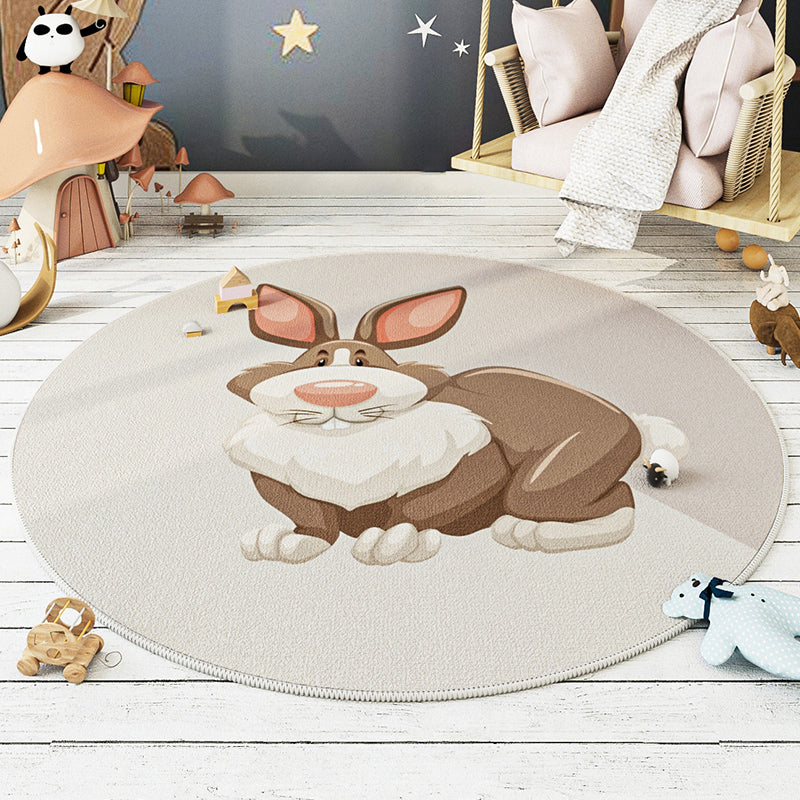 Modern Carpet Round Animal Printed Area Rug Non-Slip Backing Adult Polyster