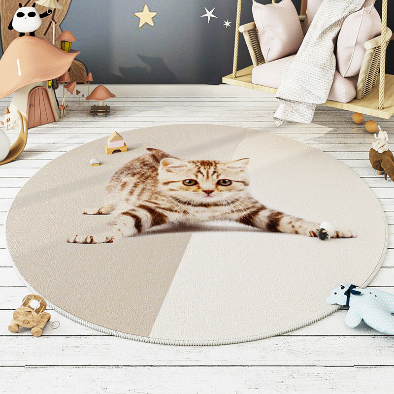 Modern Carpet Round Animal Printed Area Rug Non-Slip Backing Adult Polyster