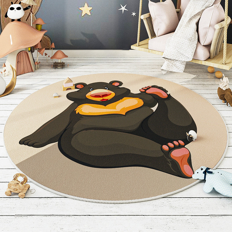 Modern Carpet Round Animal Printed Area Rug Non-Slip Backing Adult Polyster