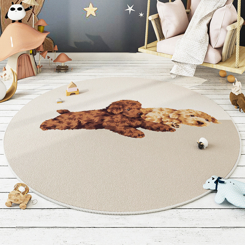 Modern Carpet Round Animal Printed Area Rug Non-Slip Backing Adult Polyster