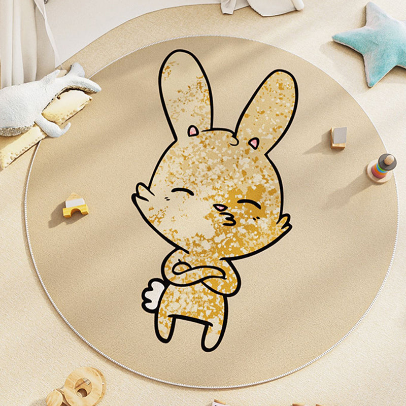 Modern Carpet Round Animal Printed Area Rug Non-Slip Backing Adult Polyster