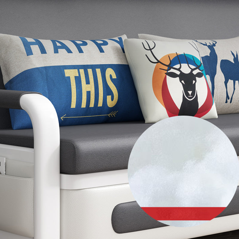 Square Arms Convertible Sofas Faux Leather Foldable Sleeper Sofa