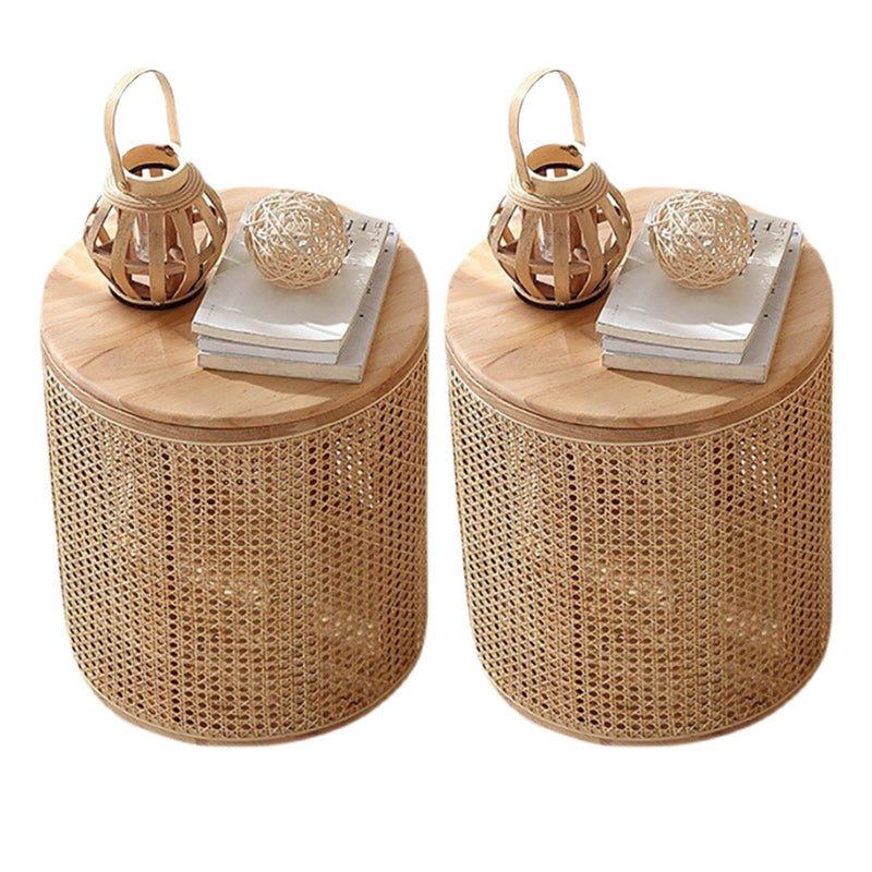 15" Wide Contemporary Corner Table Wood Round Storage Accent Side Table