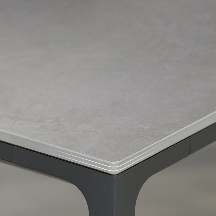 Modern Style Stone Courtyard Table Geometric Aluminum Base Outdoor Table