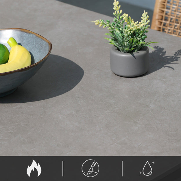 Modern Style Stone Courtyard Table Geometric Aluminum Base Outdoor Table