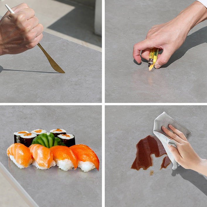 Modern Style Stone Courtyard Table Geometric Aluminum Base Outdoor Table