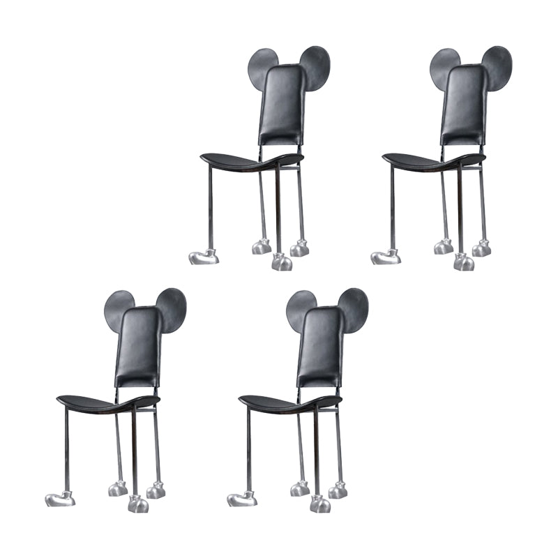 Modern Dining Chair Leather Open Back Side Chair with Stainless Steel Base