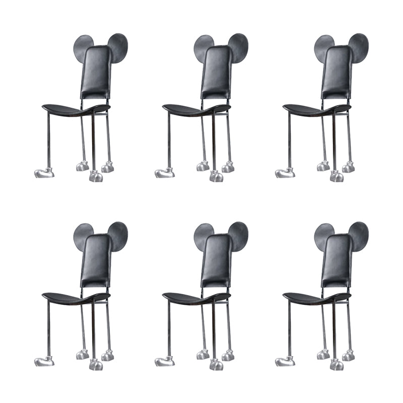 Modern Dining Chair Leather Open Back Side Chair with Stainless Steel Base