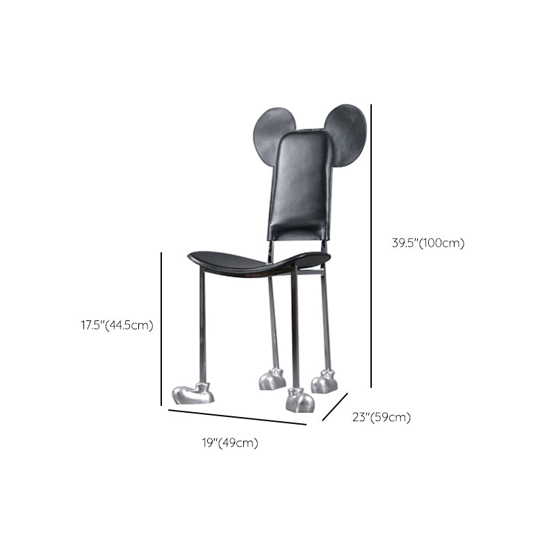 Modern Dining Chair Leather Open Back Side Chair with Stainless Steel Base