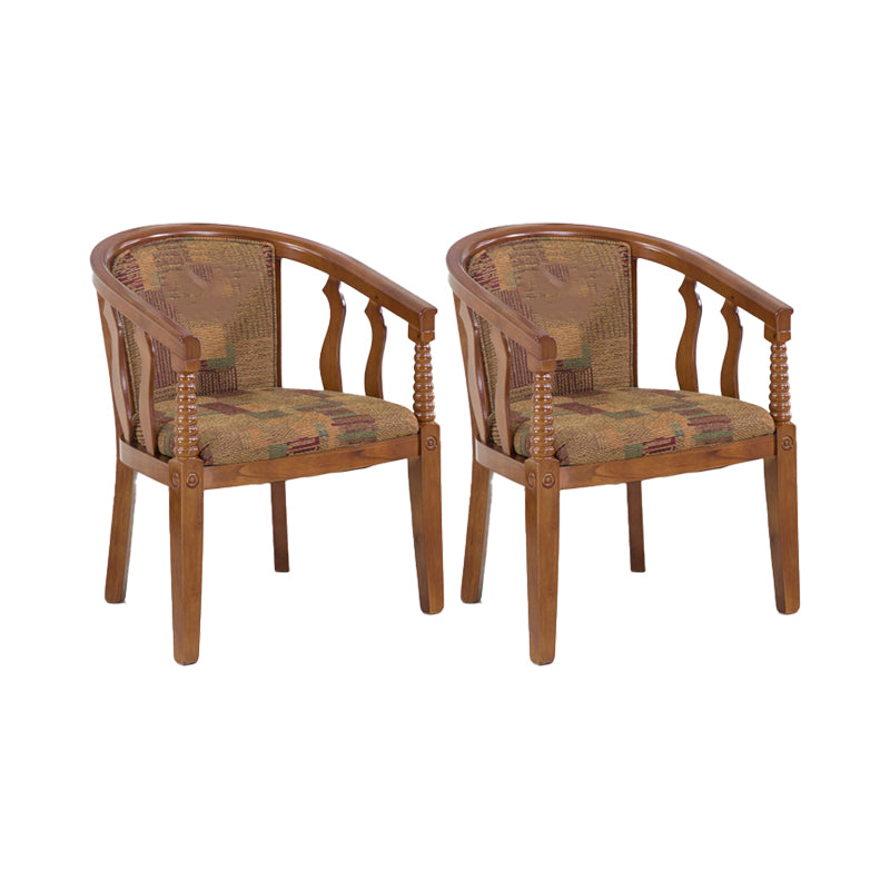 Traditional Arm Chair Upholstered Fabric Dining Chair with Wood Legs