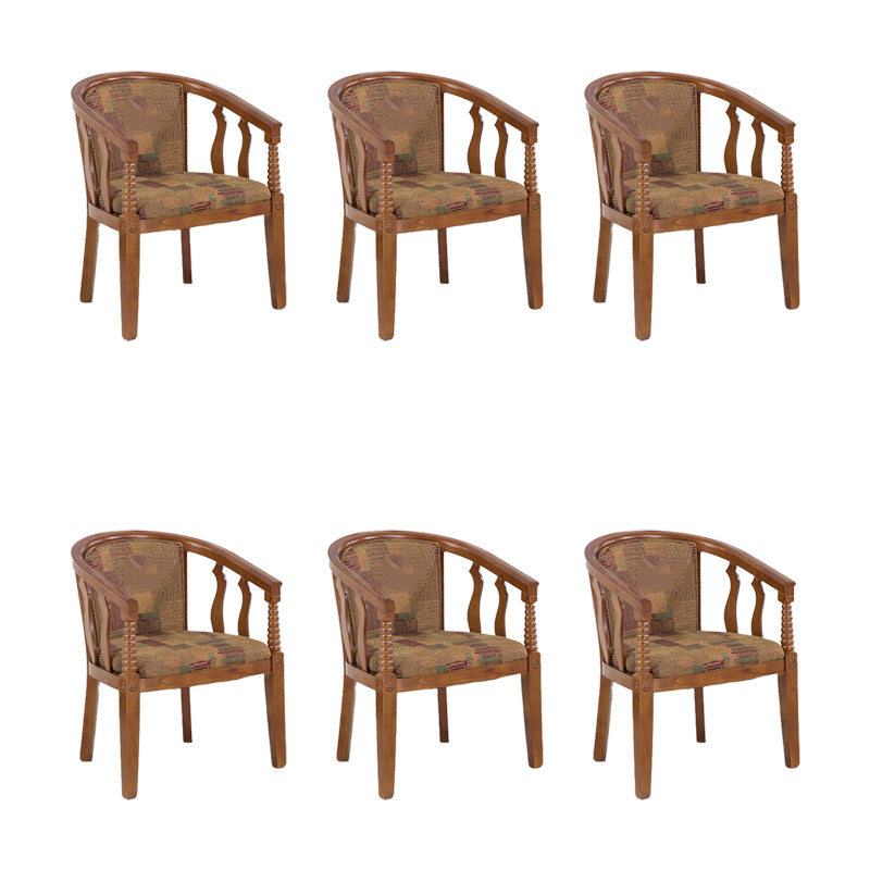 Traditional Arm Chair Upholstered Fabric Dining Chair with Wood Legs