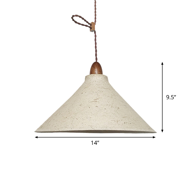 1 Head Restaurant Pendant Simple White Hanging Ceiling Lamp with Cone Fabric Shade