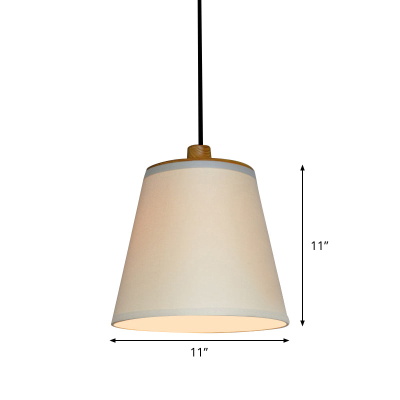 Fabric Barrel Ceiling Hang Fixture Minimalism 1-Light Drop Pendant Lamp in White over Table