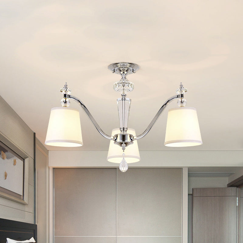 Moderno Barril Semi de Cañón Tejido 3/6 Luces de salón de cristal Cerca de la lámpara de techo en Chrome