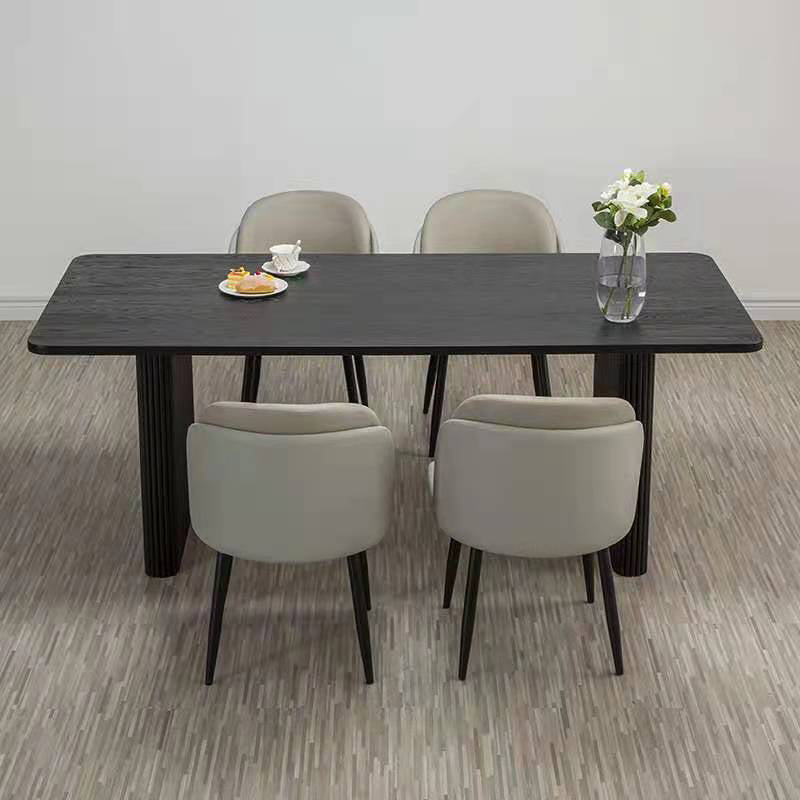 Black Pine Wood Dining Table Modern Indoor Rectangle Dinette Table