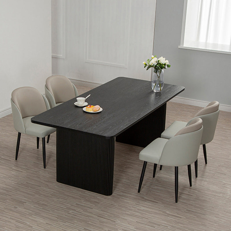 Black Pine Wood Dining Table Modern Indoor Rectangle Dinette Table