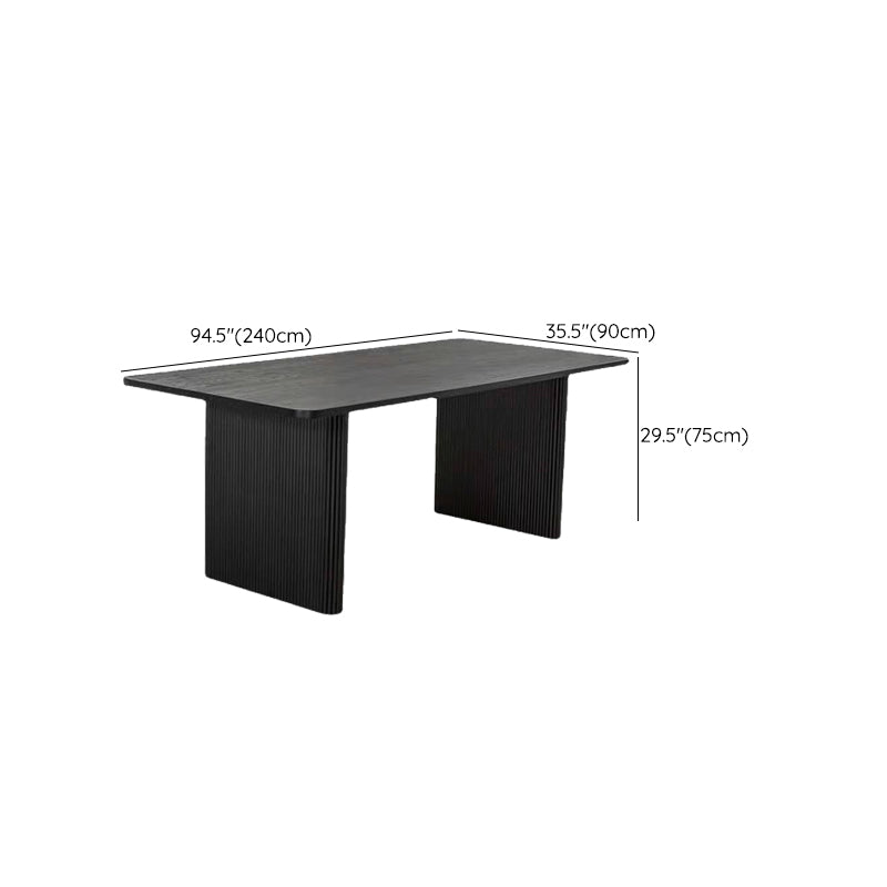 Black Pine Wood Dining Table Modern Indoor Rectangle Dinette Table