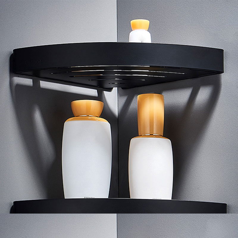 Silver/Black Bathroom Accessory Set Modern 1/2/3 - Piece Bath Shelf