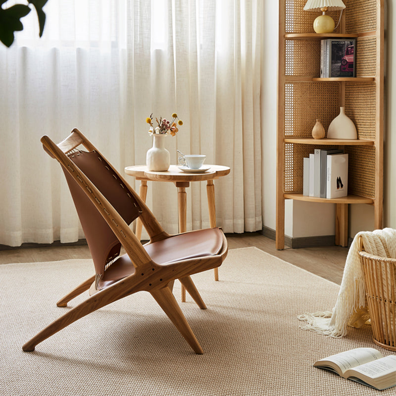 Solid Wood Armless Chair Fixed Back Lounge Chair for Living Room