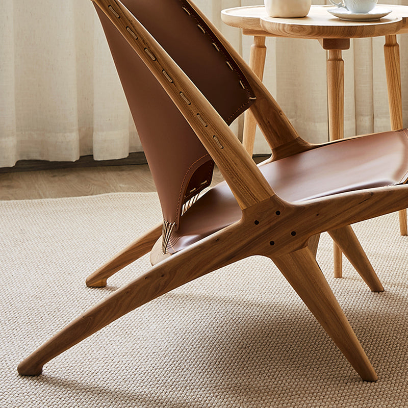 Solid Wood Armless Chair Fixed Back Lounge Chair for Living Room
