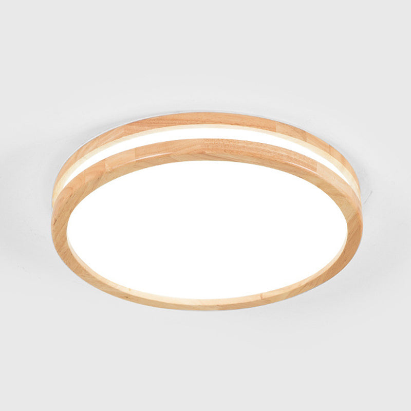 1 Light Geometric Flush Mount Fixture Contemporary Wood Flush Light
