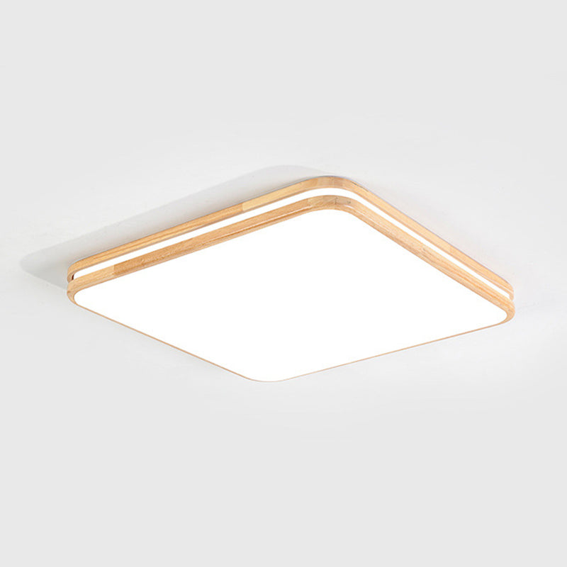 1 Light Geometric Flush Mount Fixture Contemporary Wood Flush Light