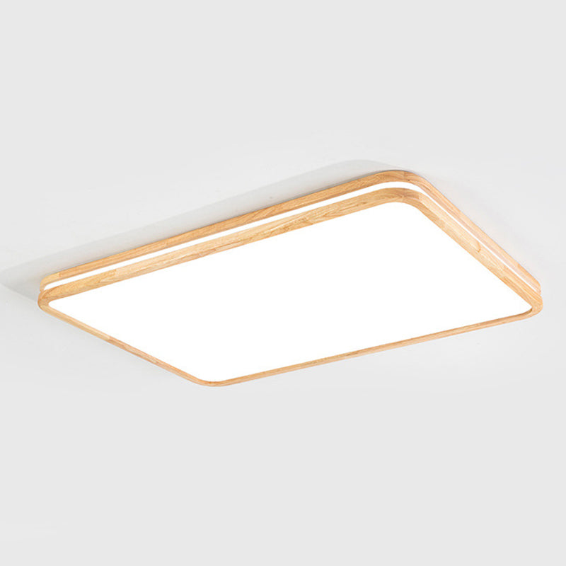 1 Light Geometric Flush Mount Fixture Contemporary Wood Flush Light