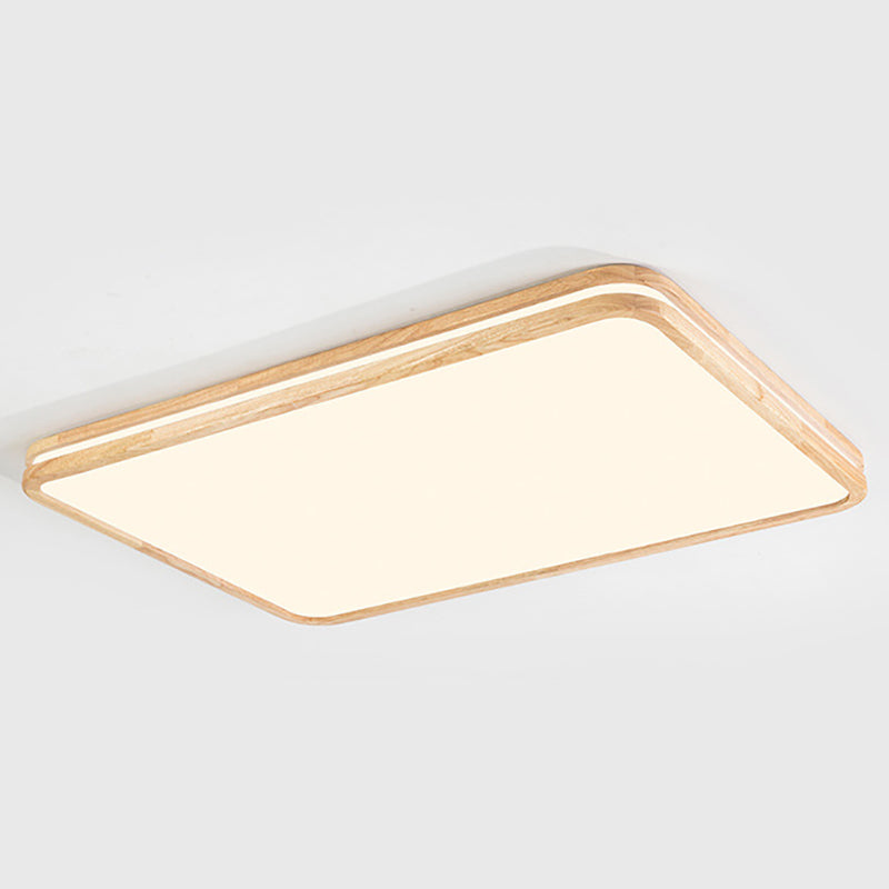 1 Light Geometric Flush Mount Fixture Contemporary Wood Flush Light