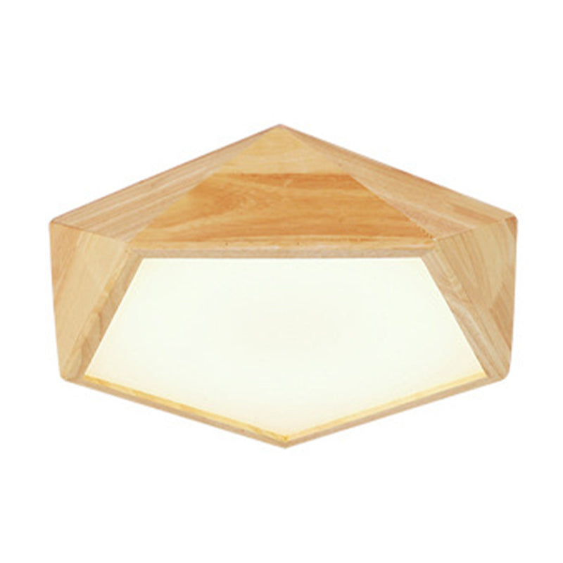 1 Light Geometric Flush Mount Contemporary Wood Flush Light for Bedroom