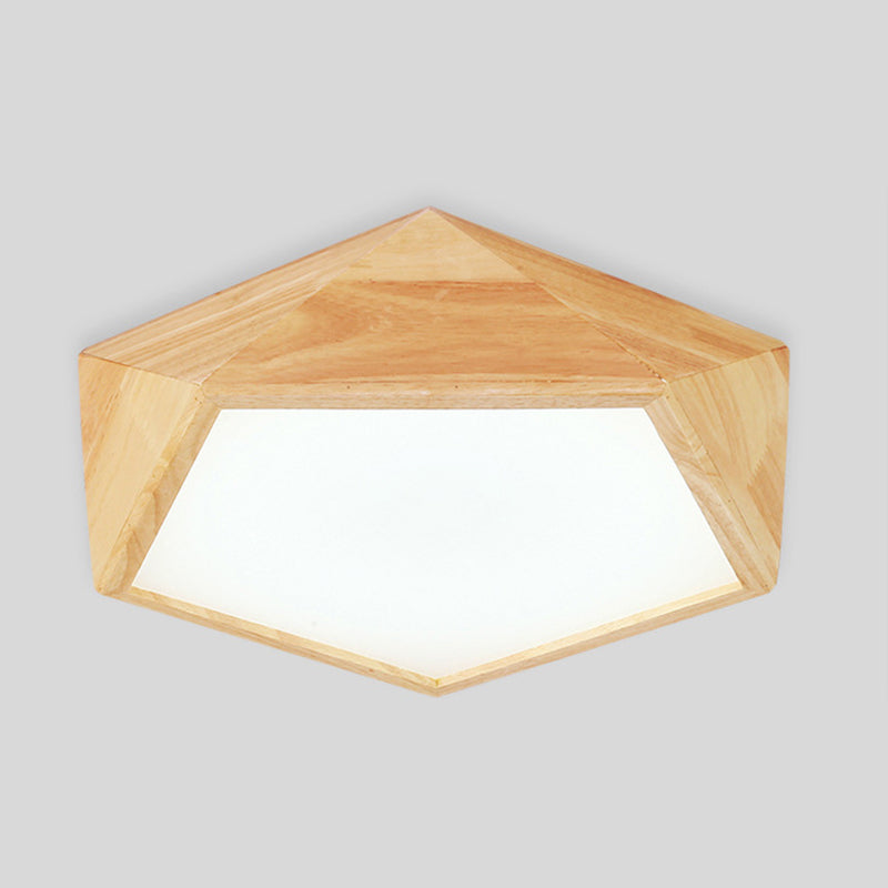 1 Light Geometric Flush Mount Contemporary Wood Flush Light for Bedroom