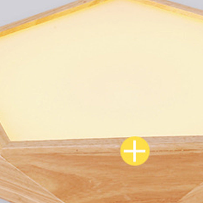 1 Light Geometric Flush Mount Contemporary Wood Flush Light for Bedroom