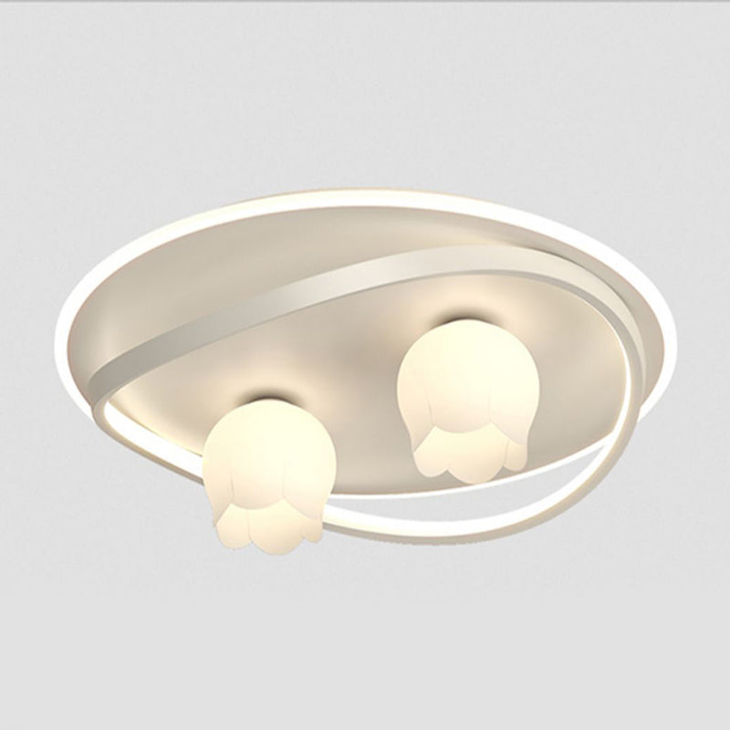 LED Modern Metal Flush Mount Linear Shape Ceiling Light with Plastic Shade for Living Room