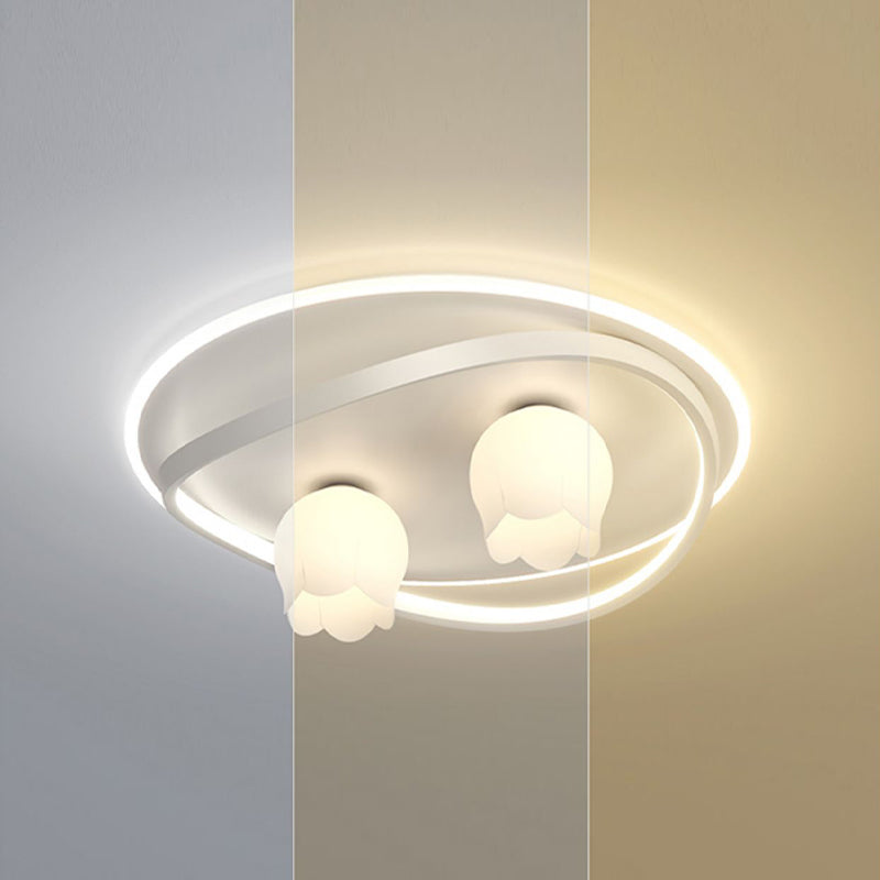 LED Modern Metal Flush Mount Linear Shape Ceiling Light with Plastic Shade for Living Room