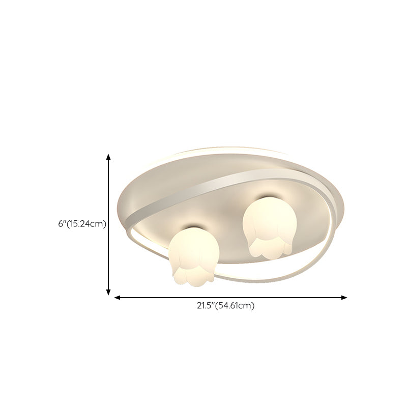 LED Modern Metal Flush Mount Linear Shape Ceiling Light with Plastic Shade for Living Room