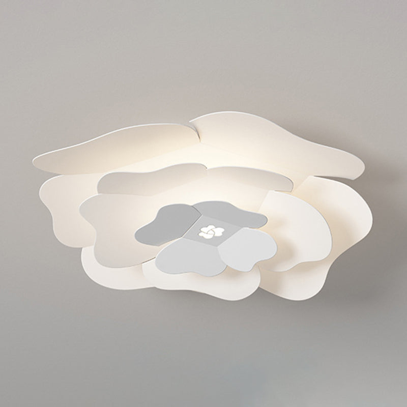 Modernism Flush Mount Flower-Shaped Ceiling Mounted Fixture in White for Bedroom