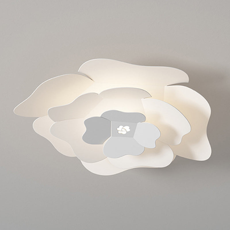 Modernism Flush Mount Flower-Shaped Ceiling Mounted Fixture in White for Bedroom