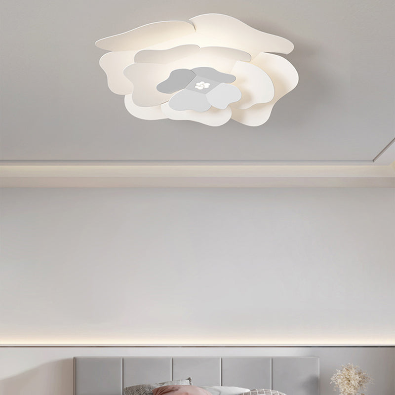 Modernism Flush Mount Flower-Shaped Ceiling Mounted Fixture in White for Bedroom