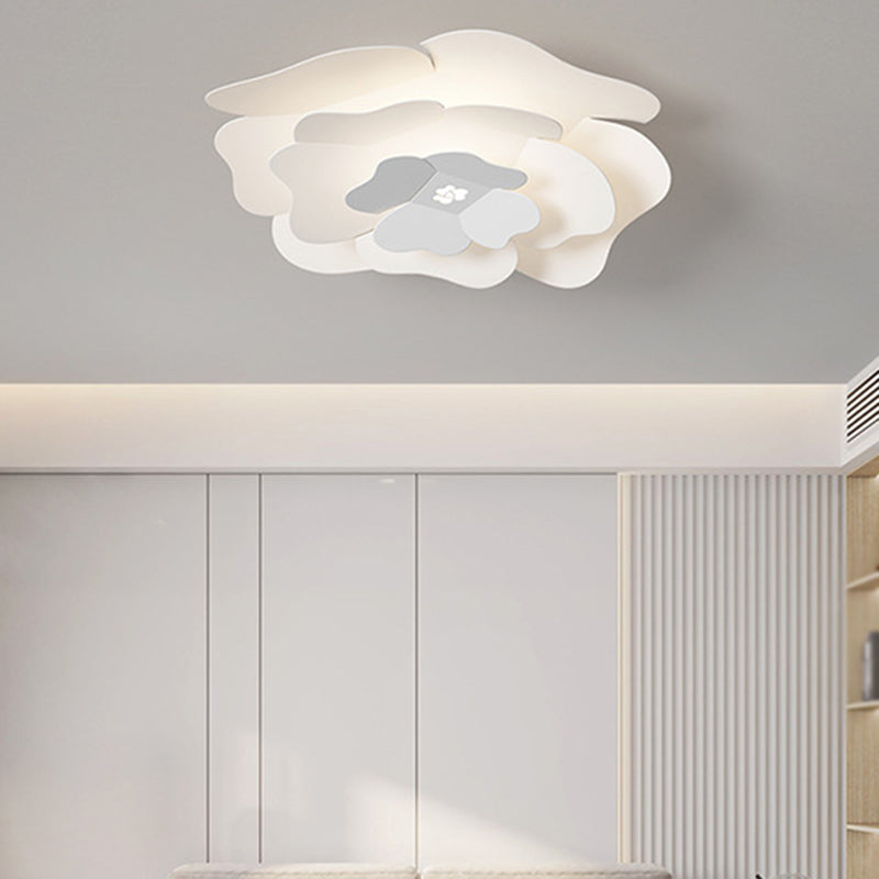 Modernism Flush Mount Flower-Shaped Ceiling Mounted Fixture in White for Bedroom