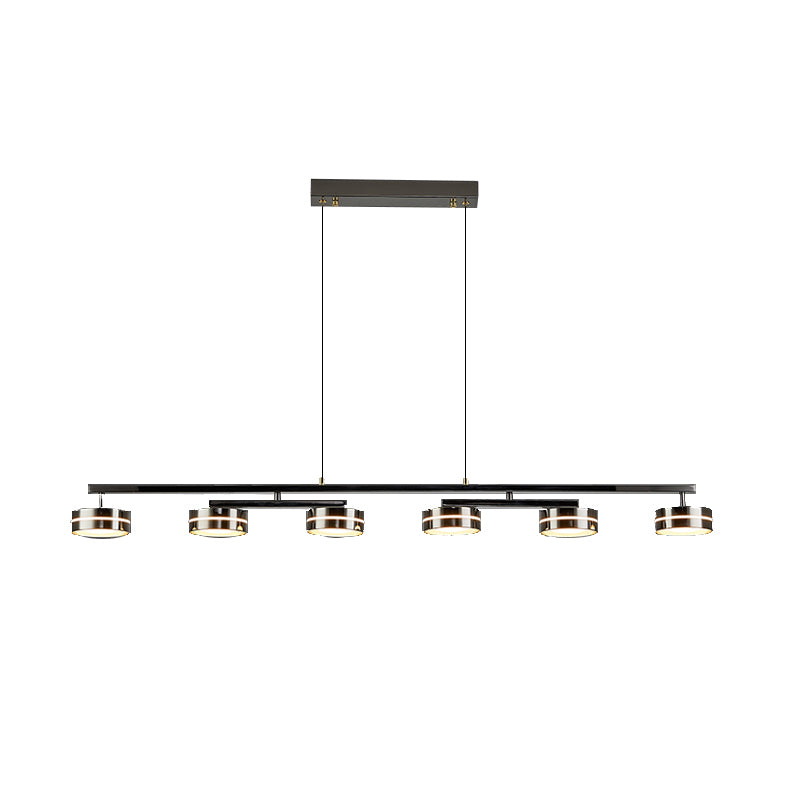 Contemporary Hanging Light Drum Island Light Fixture in Black for Dining Room