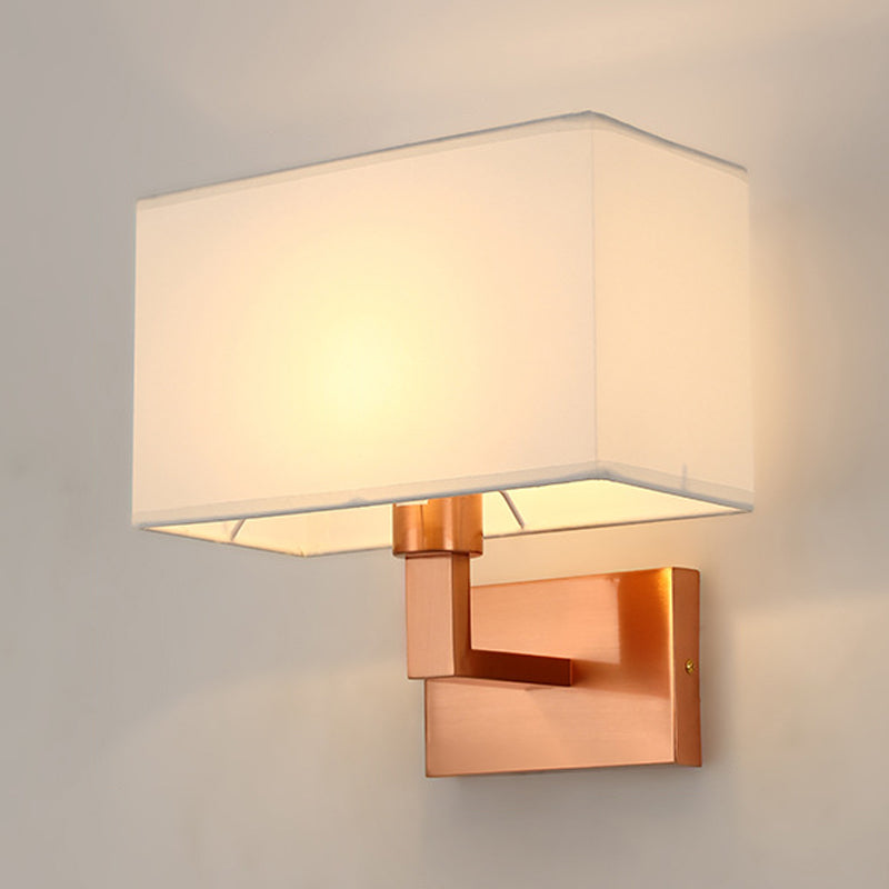 Modern Wall Sconce Metal Rectangle Shape Wall Light with Fabric Shade for Bedroom