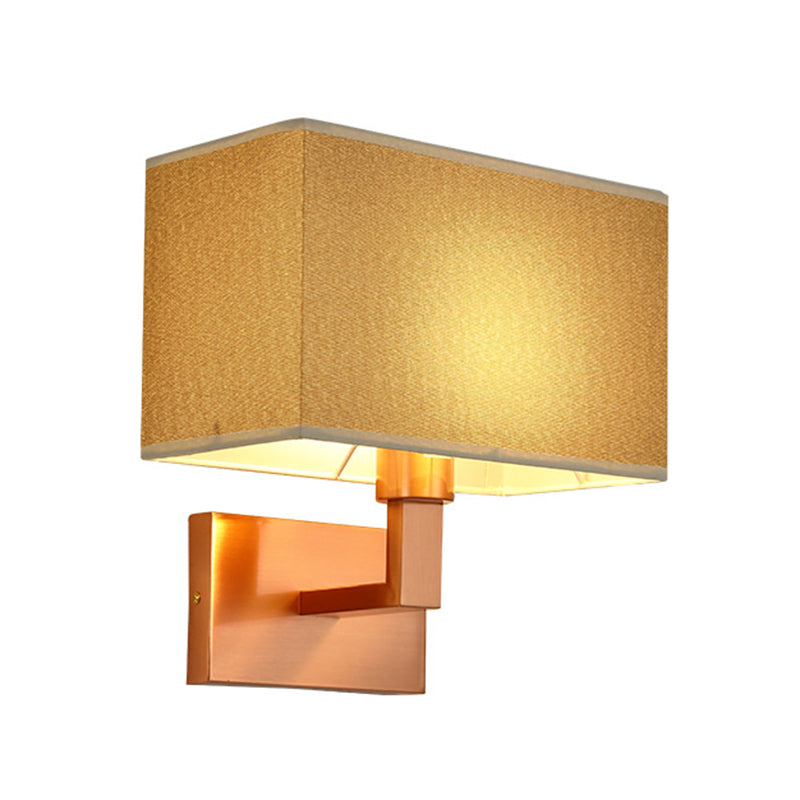 Modern Wall Sconce Metal Rectangle Shape Wall Light with Fabric Shade for Bedroom