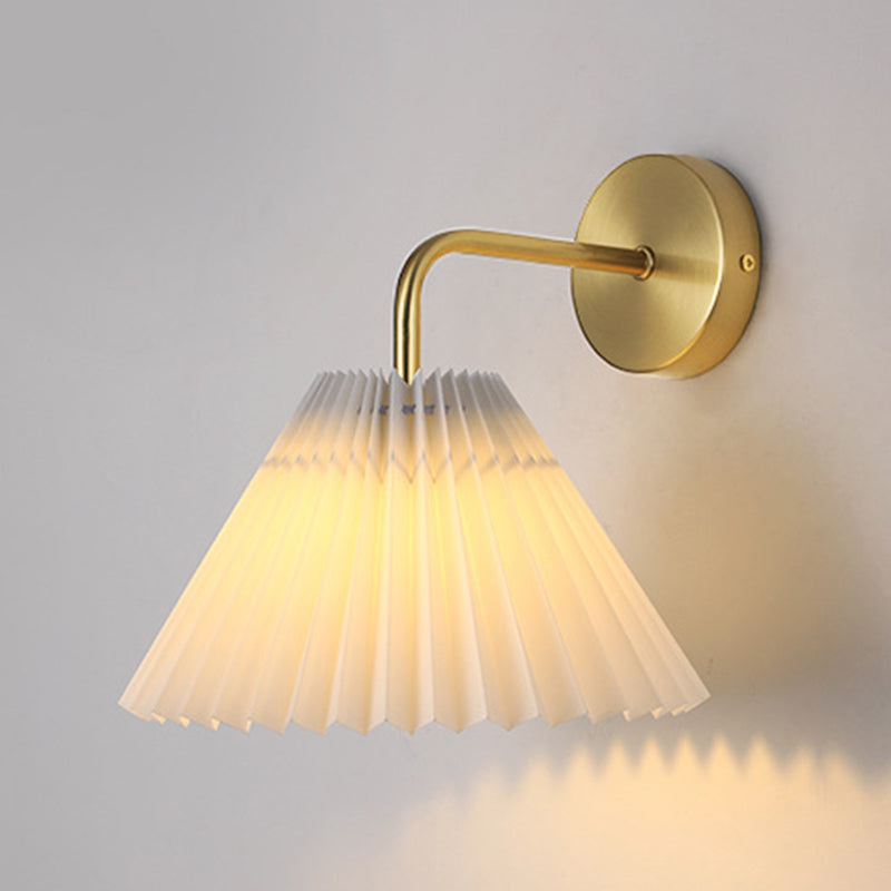 Metal Modern Wall Sconce Cone Shape Wall Light with Fabric Shade for Bedroom