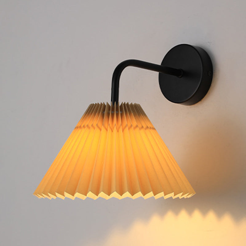 Metal Modern Wall Sconce Cone Shape Wall Light with Fabric Shade for Bedroom