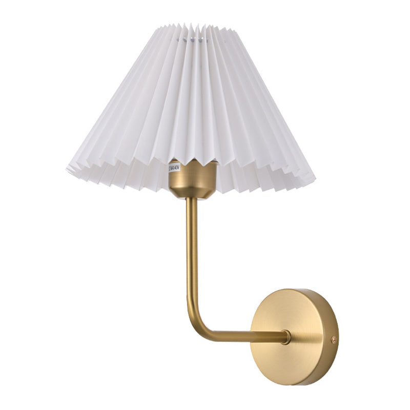 Metal Modern Wall Sconce Cone Shape Wall Light with Fabric Shade for Bedroom