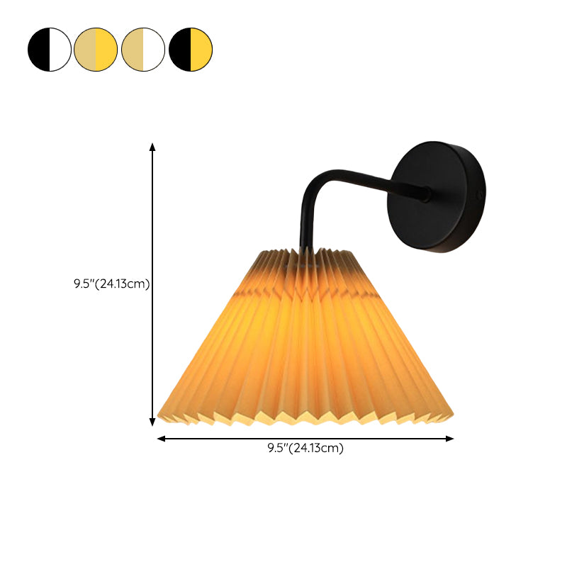 Metal Modern Wall Sconce Cone Shape Wall Light with Fabric Shade for Bedroom