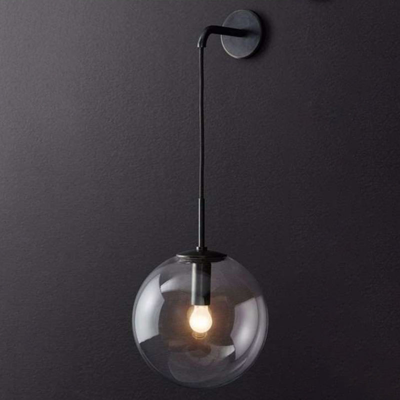 Modern Wall Sconce Ball Shape Metal Vanity Lamp with Glass Shade for Bathroom