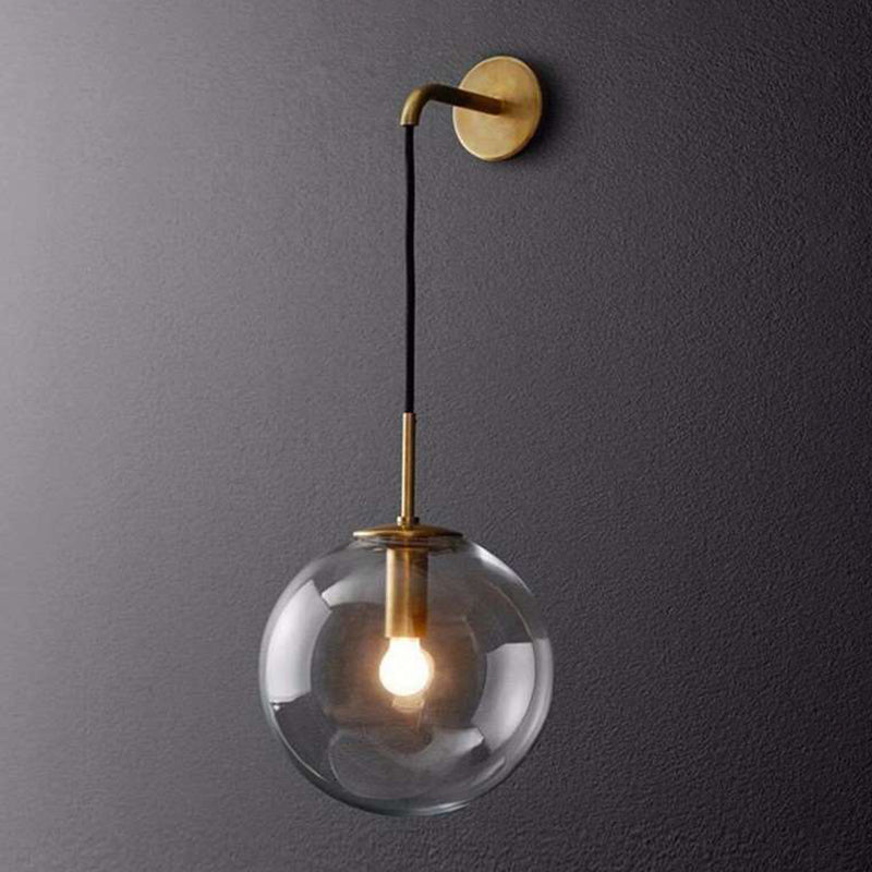 Modern Wall Sconce Ball Shape Metal Vanity Lamp with Glass Shade for Bathroom