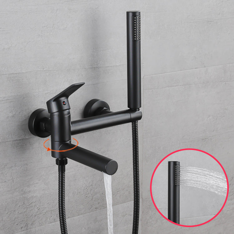 Lever Handle Tub Faucet Wall Mount Shower Hose Swivel Spout Bath Filler with Handshower