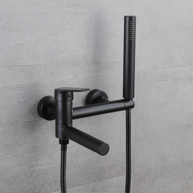 Lever Handle Tub Faucet Wall Mount Shower Hose Swivel Spout Bath Filler with Handshower